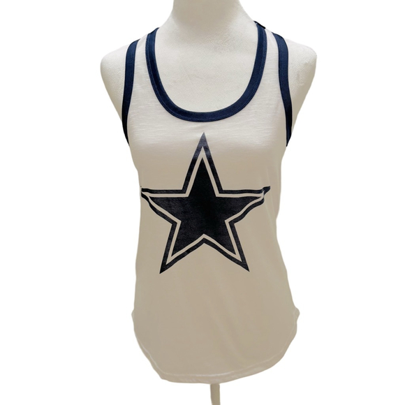 NFL Cowboys Football Tank Top S White Blue - Picture 2 of 11